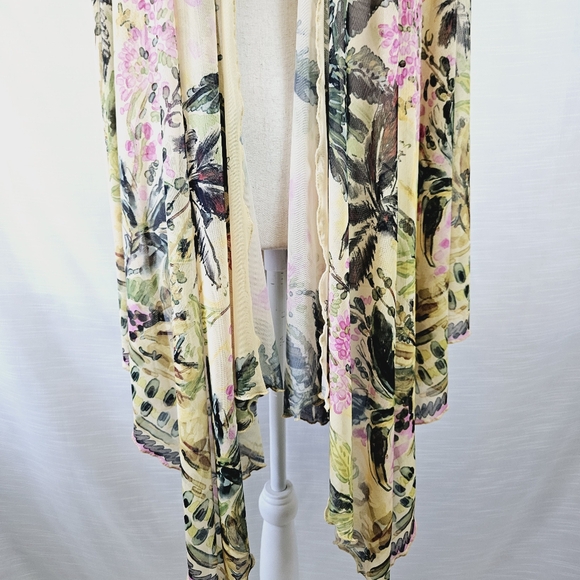 NWT Petit Pois by Viviana G Sheer Palm Tree Print Cardigan size Small/Medium - Picture 4 of 10